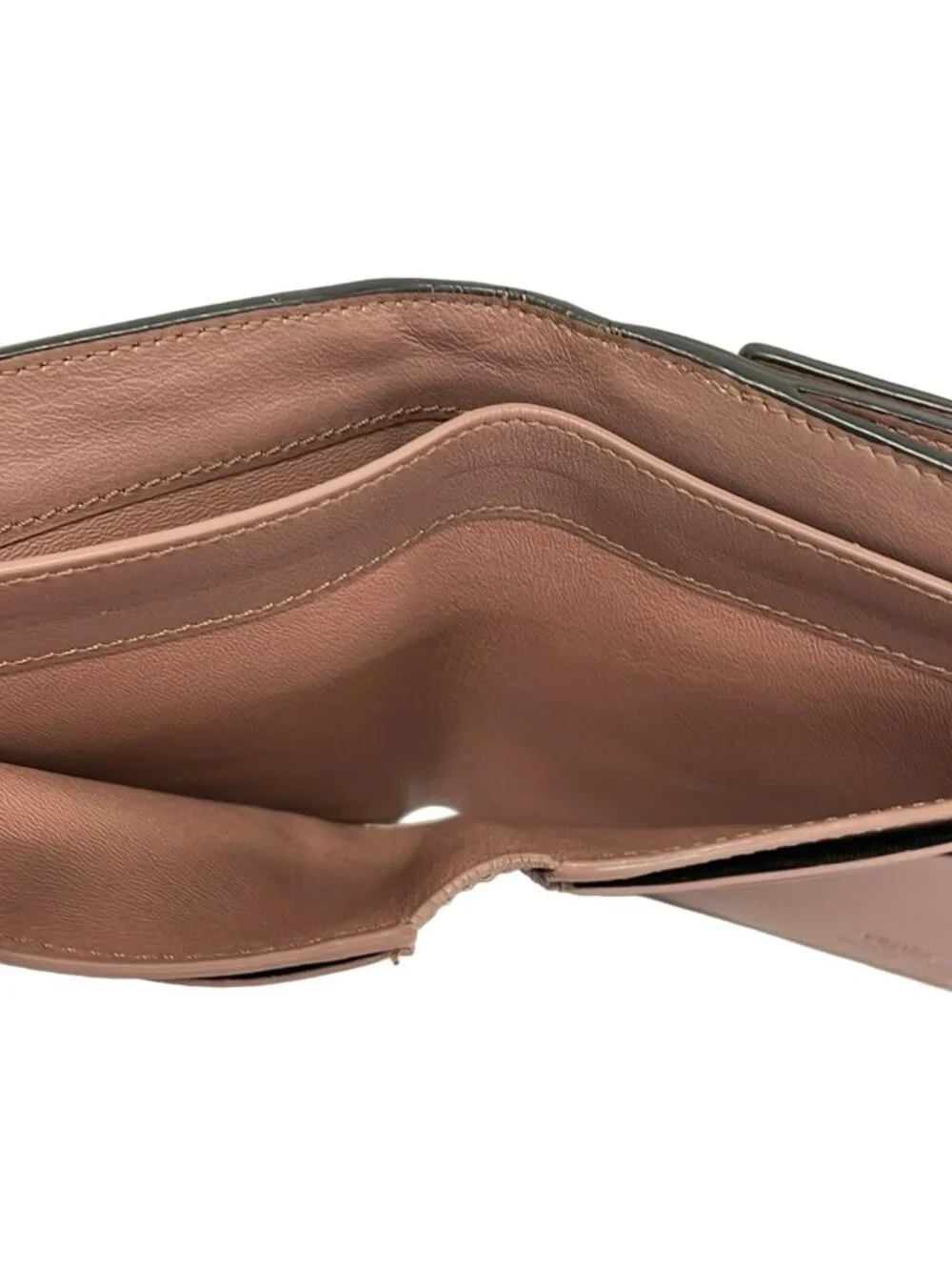 Fendi 2 Fold Wallet Peekaboo Compact Pink Turnlock Leather